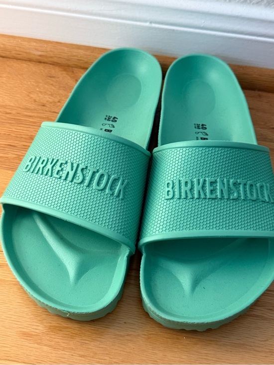 Birkenstock Shoes - Birkenstock Teal Slide Sandals